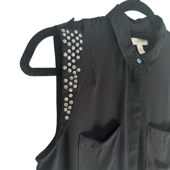 UO Silence + Fade Black Button Down See Through Tank Studded shoulders in Small - Picture 3 of 9